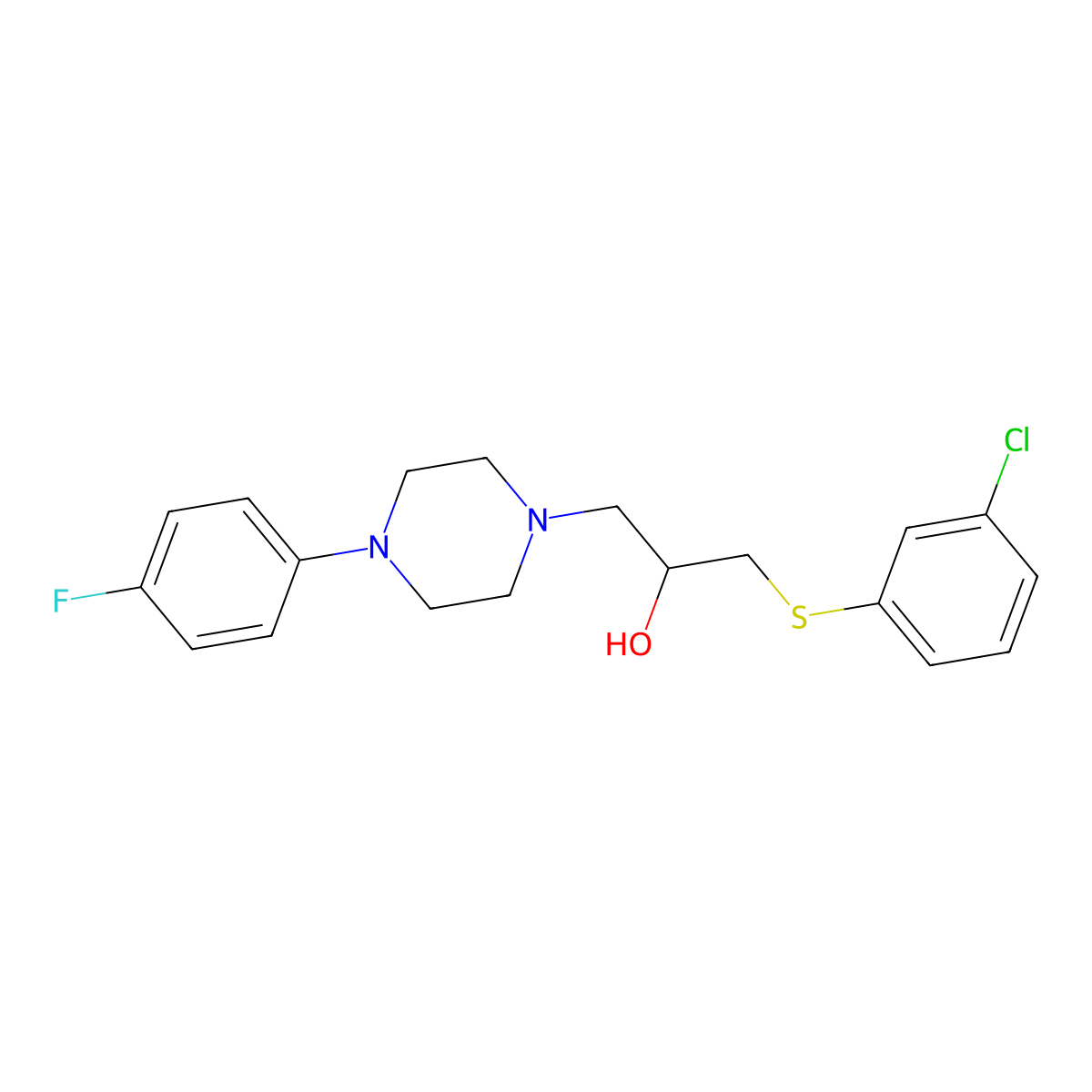 1-[(3-Chlorophenyl)sulfanyl]-3-[4-(4-fluorophenyl)piperazino]-2-propanol molecular structure, CAS 338421-82-2