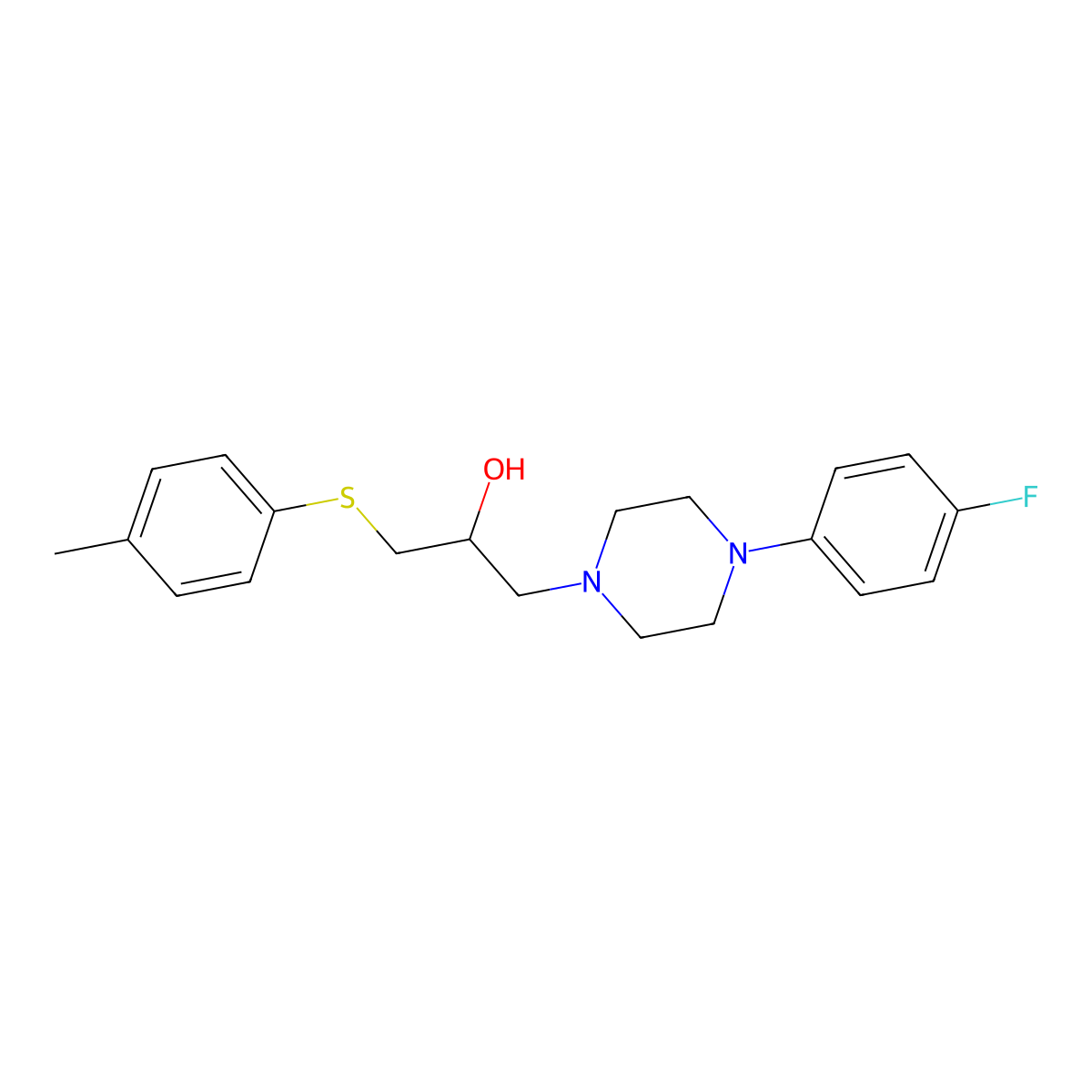 1-[4-(4-Fluorophenyl)piperazino]-3-[(4-methylphenyl)sulfanyl]-2-propanol molecular structure, CAS 338421-83-3