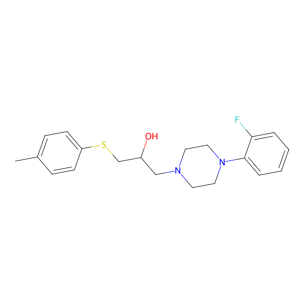 1-[4-(2-Fluorophenyl)piperazino]-3-[(4-methylphenyl)sulfanyl]-2-propanol molecular structure, CAS 338421-84-4