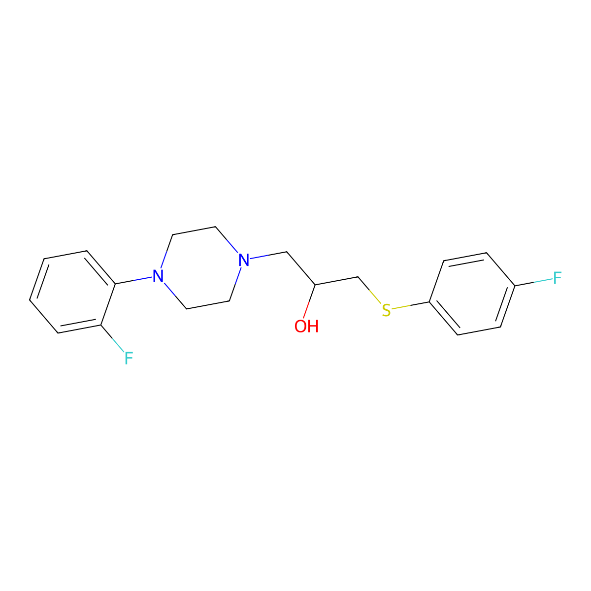 1-[4-(2-Fluorophenyl)piperazino]-3-[(4-fluorophenyl)sulfanyl]-2-propanol molecular structure, CAS 338421-88-8