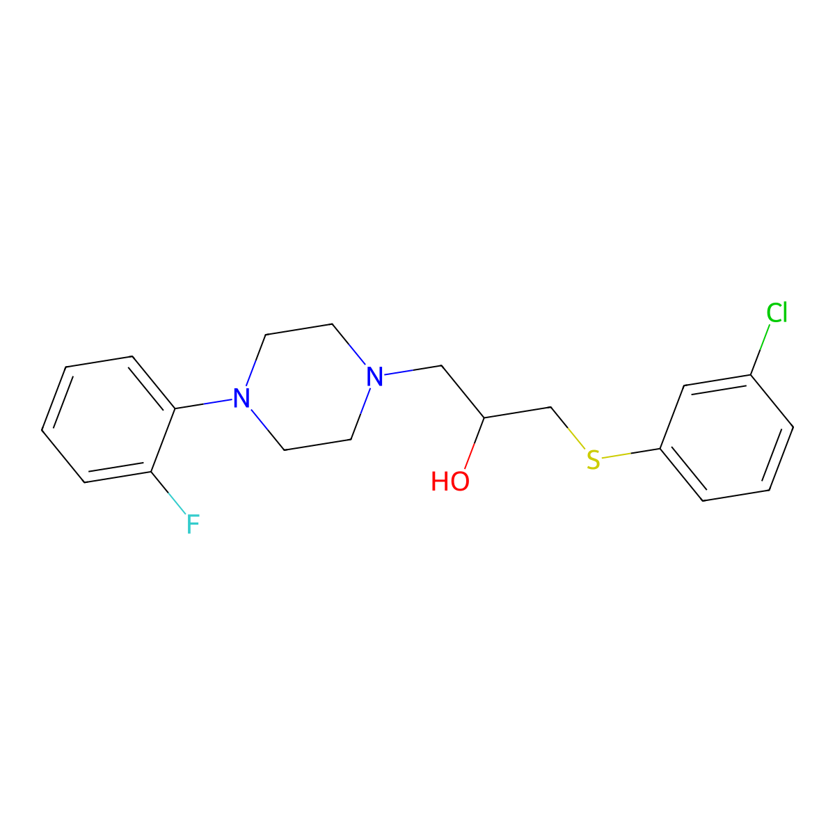 1-[(3-Chlorophenyl)sulfanyl]-3-[4-(2-fluorophenyl)piperazino]-2-propanol molecular structure, CAS 338421-89-9