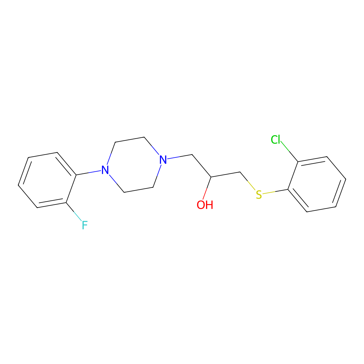1-[(2-Chlorophenyl)sulfanyl]-3-[4-(2-fluorophenyl)piperazino]-2-propanol molecular structure, CAS 338421-90-2