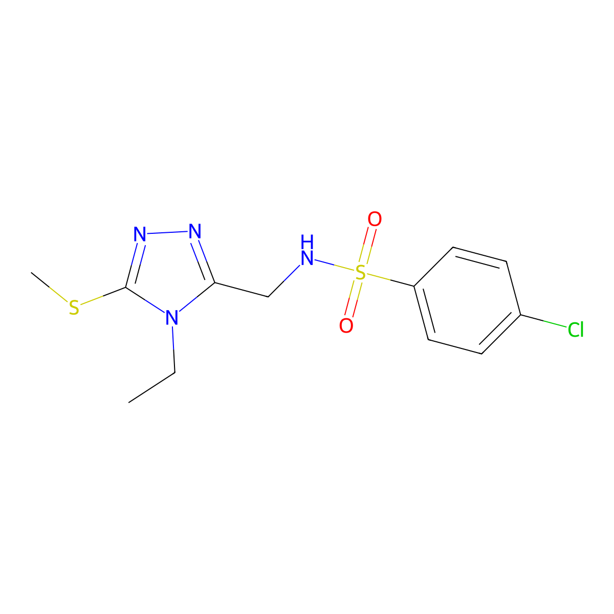 4-chloro-N-{[4-ethyl-5-(methylsulfanyl)-4H-1,2,4-triazol-3-yl]methyl}benzenesulfonamide molecular structure, CAS 338421-92-4