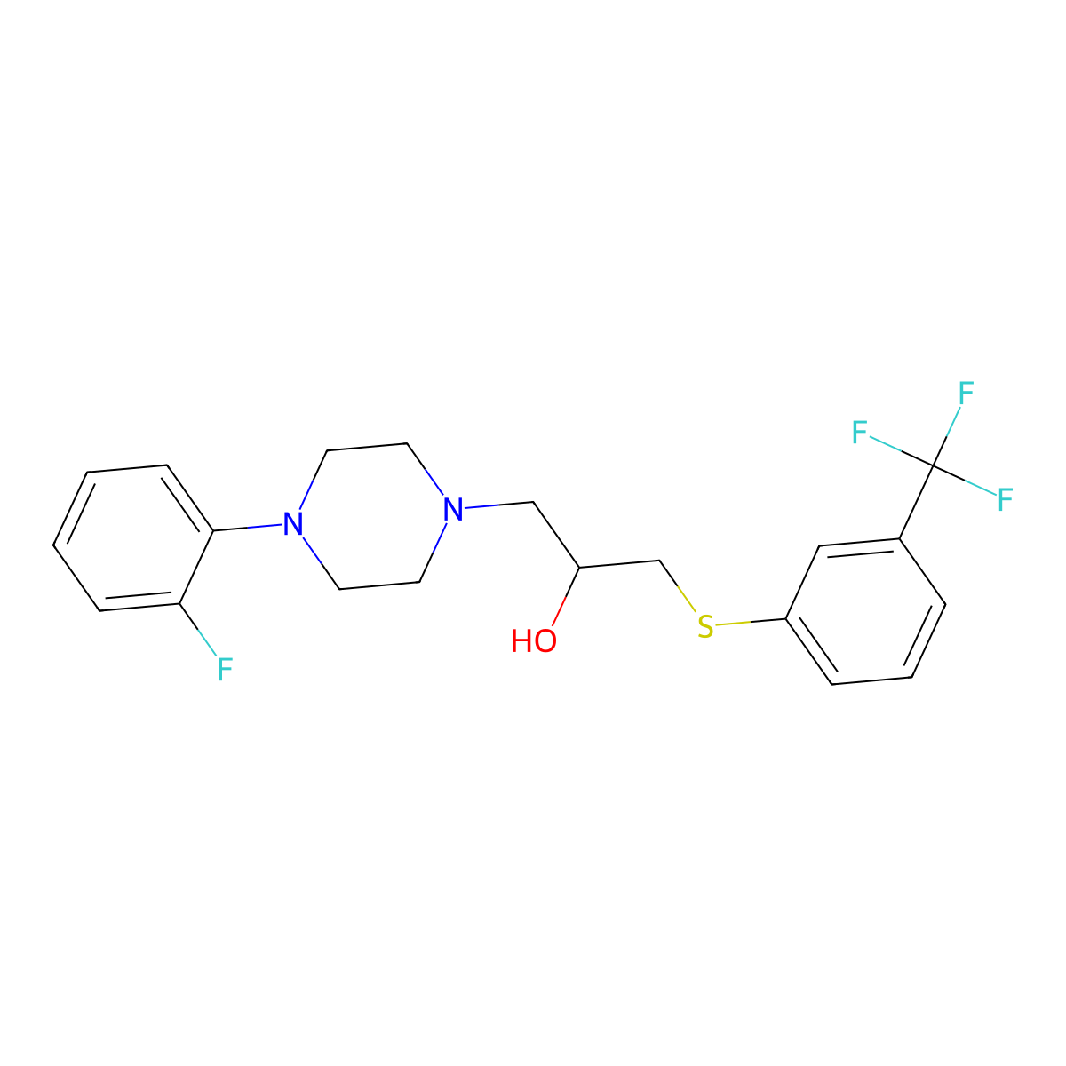 1-[4-(2-Fluorophenyl)piperazino]-3-{[3-(trifluoromethyl)phenyl]sulfanyl}-2-propanol molecular structure, CAS 338421-97-9