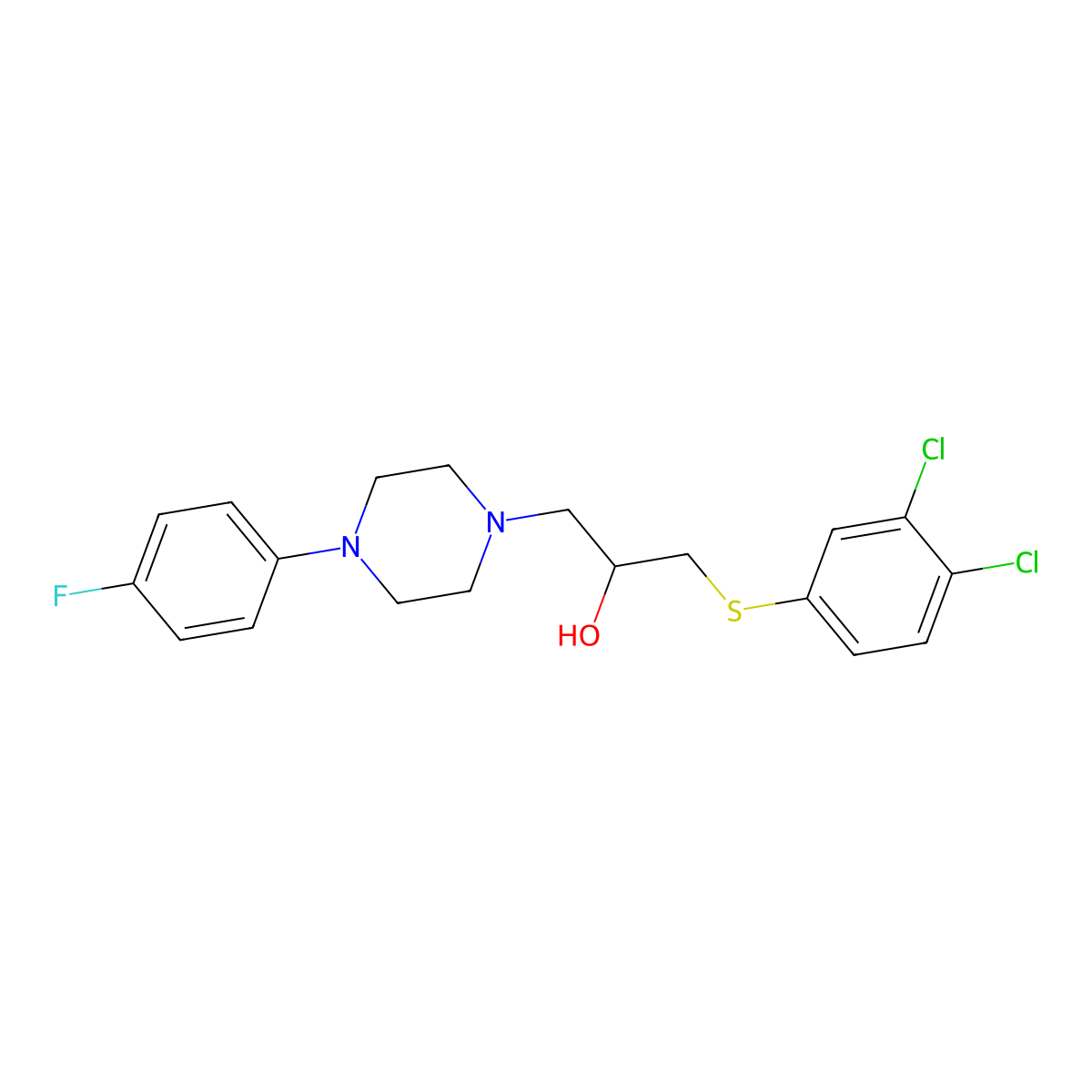 1-[(3,4-Dichlorophenyl)sulfanyl]-3-[4-(4-fluorophenyl)piperazino]-2-propanol molecular structure, CAS 338422-00-7
