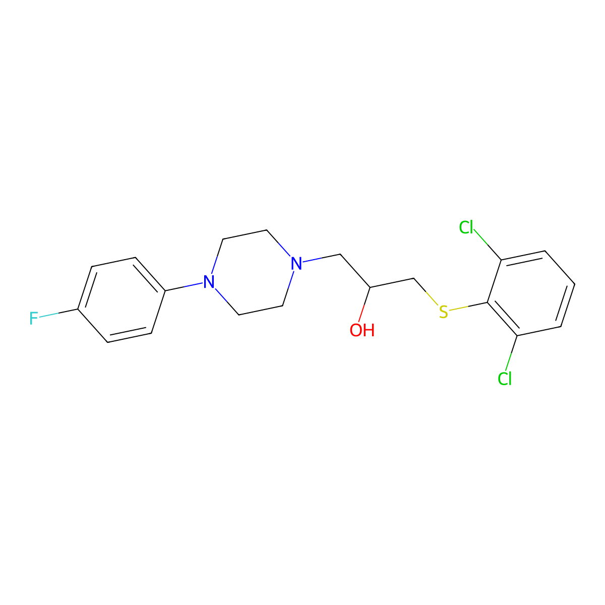 1-[(2,6-Dichlorophenyl)sulfanyl]-3-[4-(4-fluorophenyl)piperazino]-2-propanol molecular structure, CAS 338422-01-8