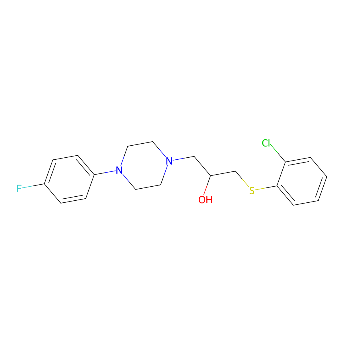 1-[(2-Chlorophenyl)sulfanyl]-3-[4-(4-fluorophenyl)piperazino]-2-propanol molecular structure, CAS 338422-02-9