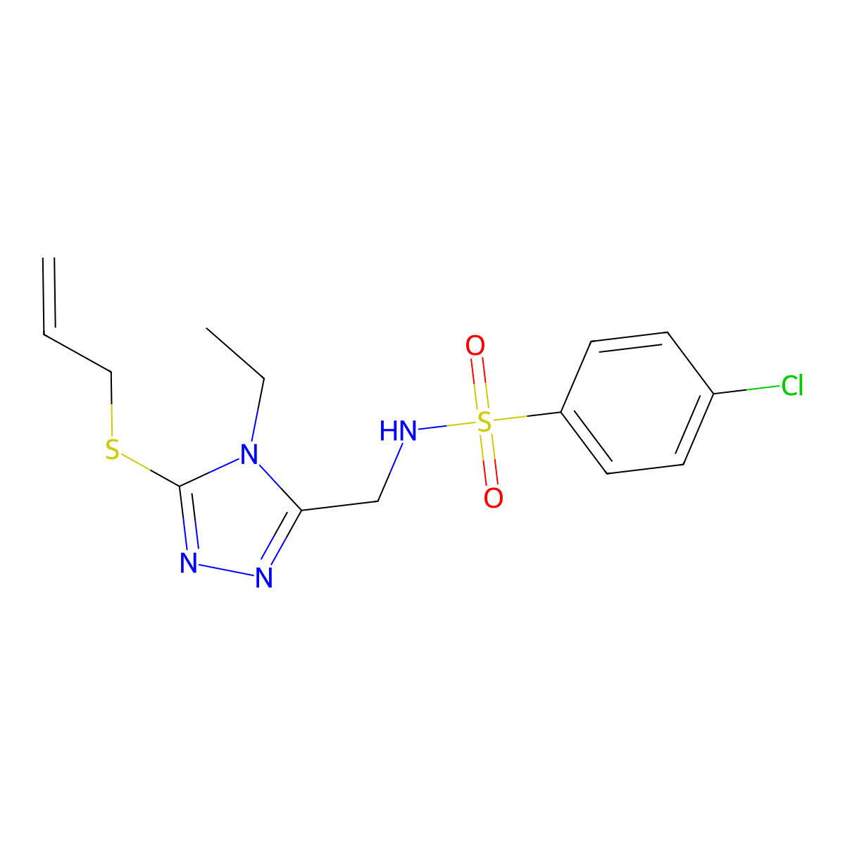 N-{[5-(allylsulfanyl)-4-ethyl-4H-1,2,4-triazol-3-yl]methyl}-4-chlorobenzenesulfonamide molecular structure, CAS 338422-04-1
