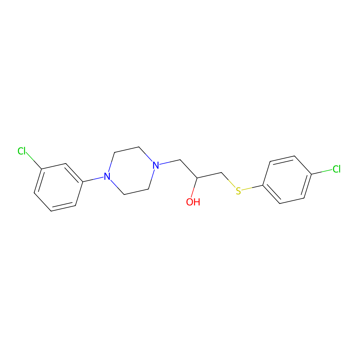 1-[4-(3-Chlorophenyl)piperazino]-3-[(4-chlorophenyl)sulfanyl]-2-propanol molecular structure, CAS 338422-07-4