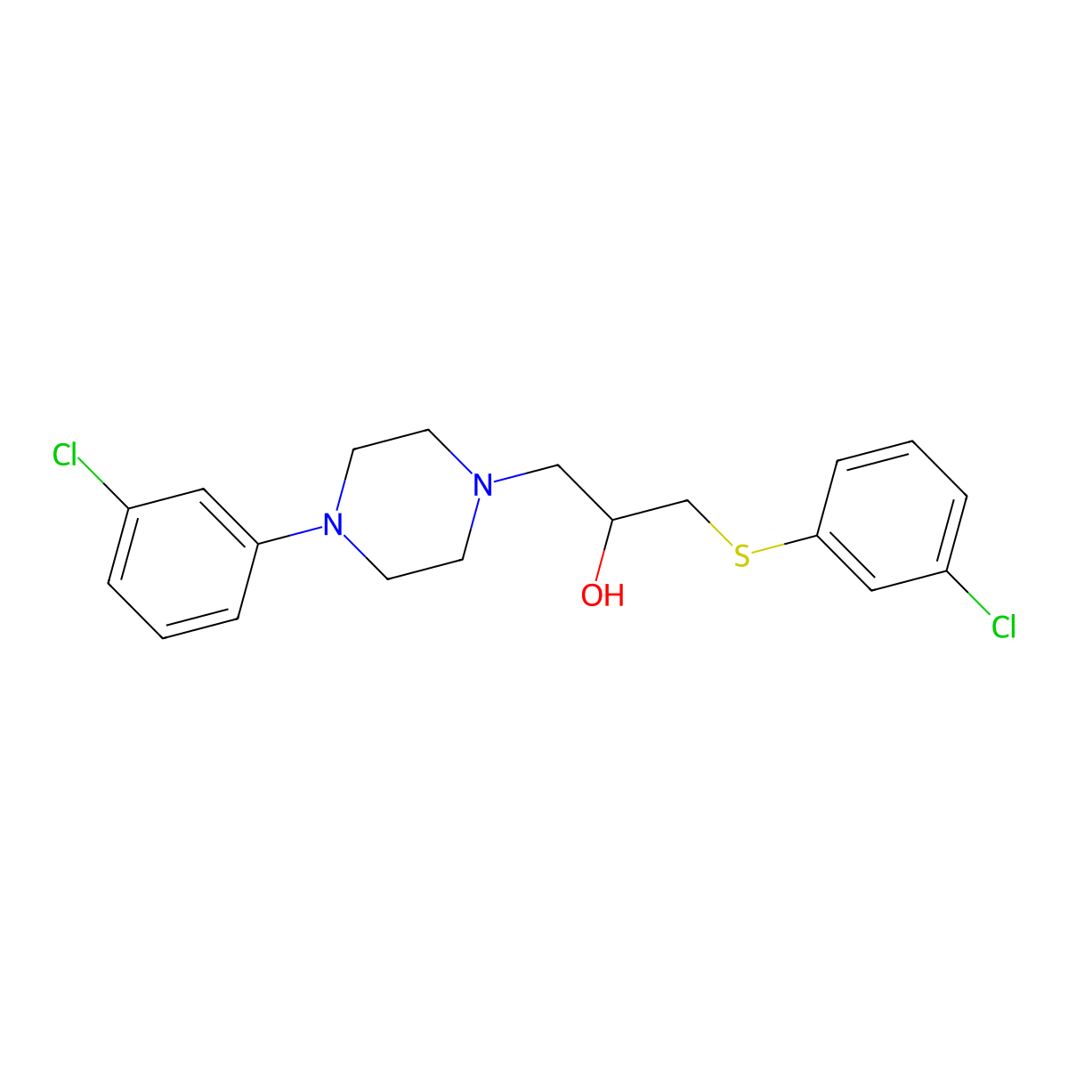1-[4-(3-Chlorophenyl)piperazino]-3-[(3-chlorophenyl)sulfanyl]-2-propanol molecular structure, CAS 338422-12-1