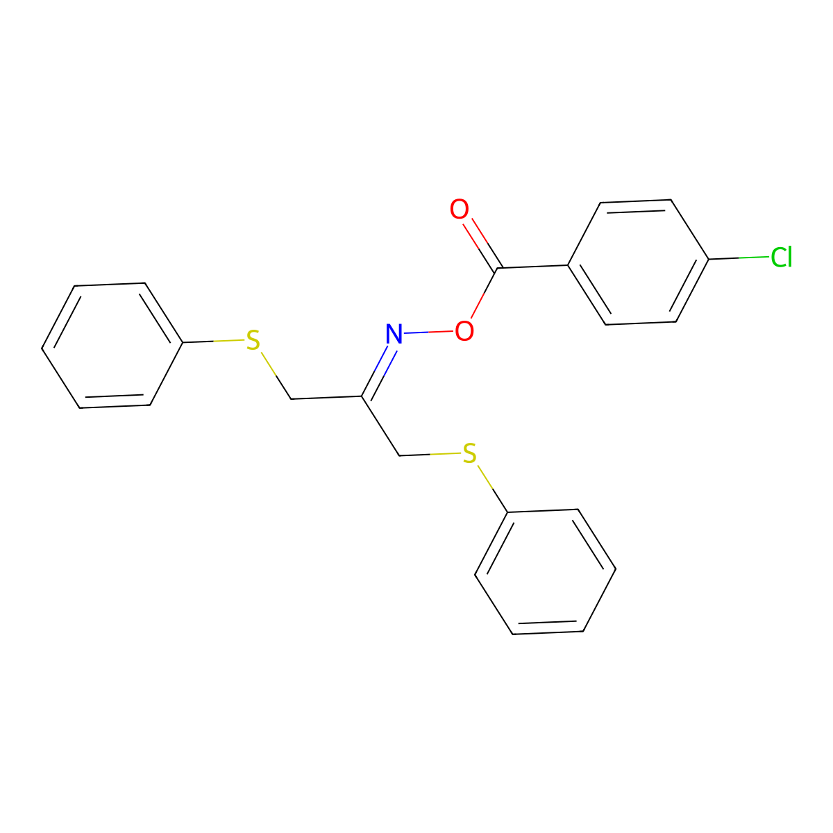 [1,3-Bis(phenylsulfanyl)propan-2-ylideneamino] 4-chlorobenzoate molecular structure, CAS 338422-15-4