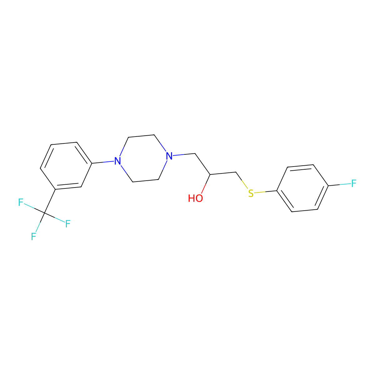 1-[(4-Fluorophenyl)sulfanyl]-3-{4-[3-(trifluoromethyl)phenyl]piperazino}-2-propanol molecular structure, CAS 338422-16-5