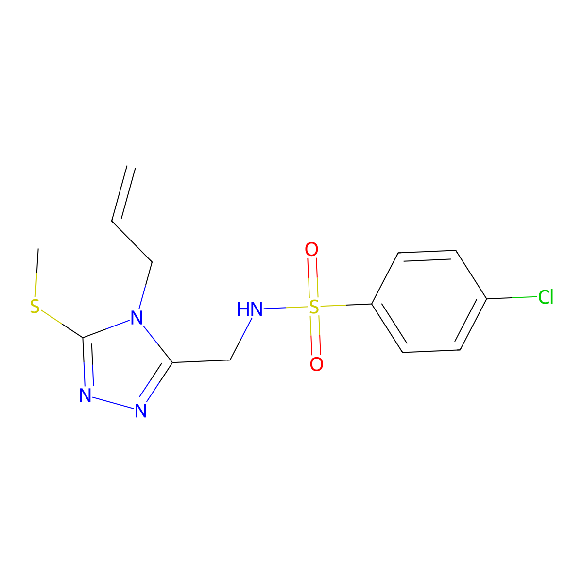 N-{[4-allyl-5-(methylsulfanyl)-4H-1,2,4-triazol-3-yl]methyl}-4-chlorobenzenesulfonamide molecular structure, CAS 338422-19-8