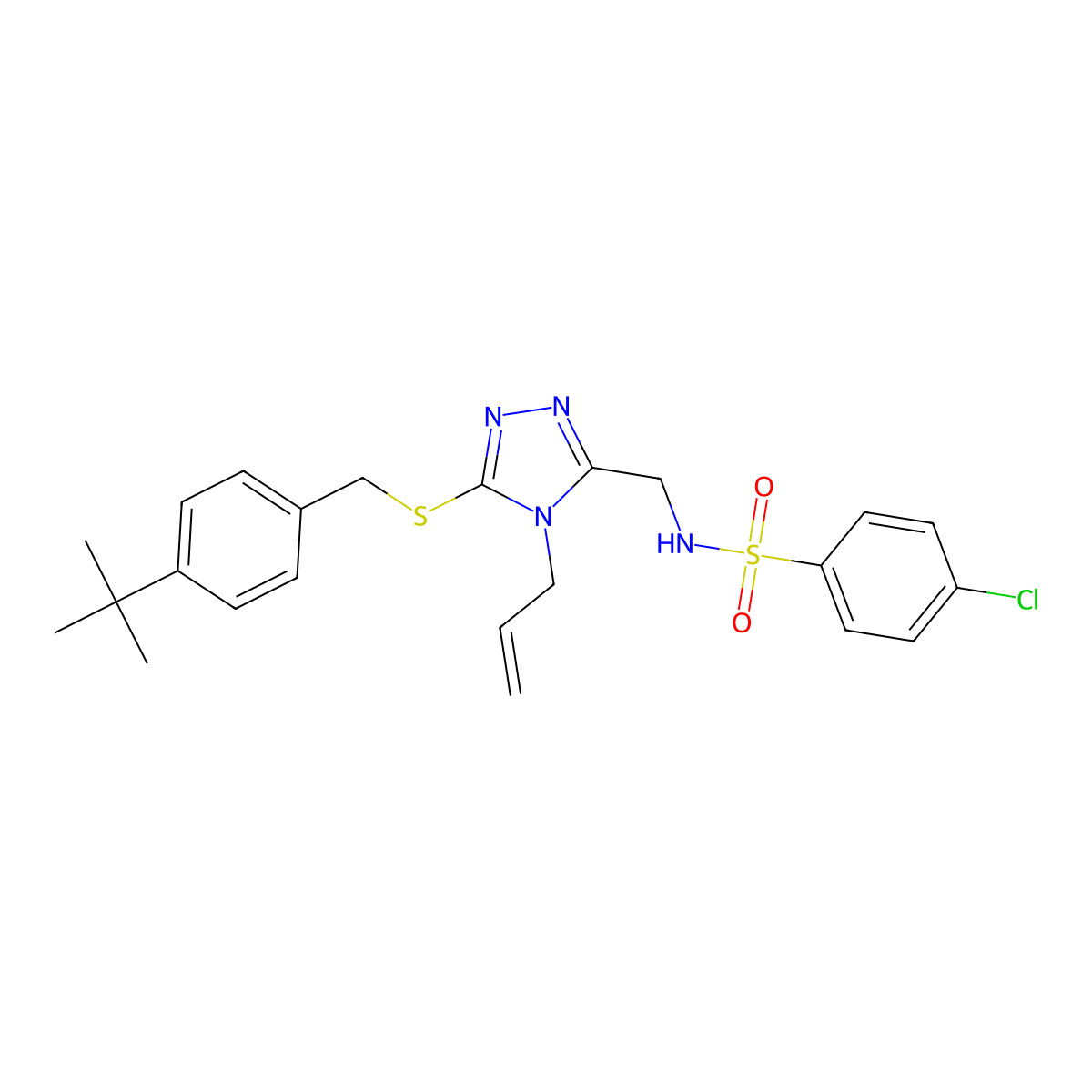 N-[(4-allyl-5-{[4-(tert-butyl)benzyl]sulfanyl}-4H-1,2,4-triazol-3-yl)methyl]-4-chlorobenzenesulfonamide molecular structure, CAS 338422-20-1