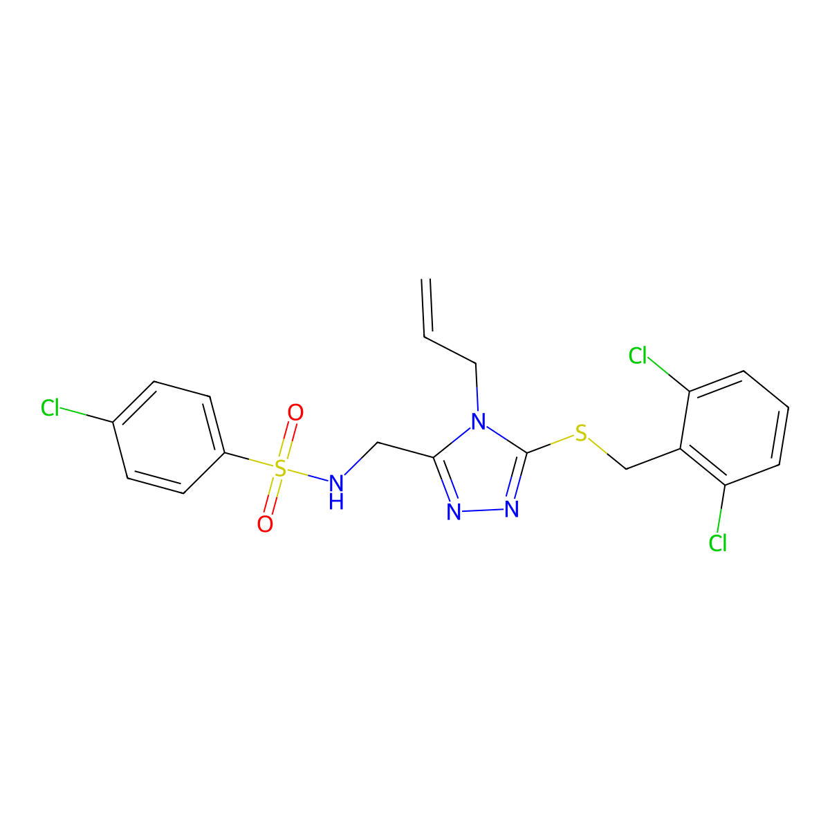 N-({4-allyl-5-[(2,6-dichlorobenzyl)sulfanyl]-4H-1,2,4-triazol-3-yl}methyl)-4-chlorobenzenesulfonamide molecular structure, CAS 338422-21-2