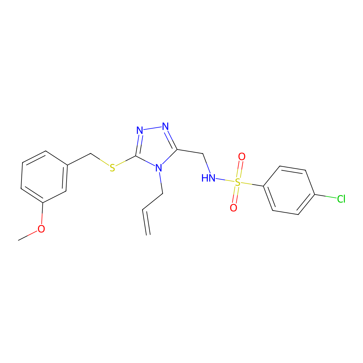 N-({4-allyl-5-[(3-methoxybenzyl)sulfanyl]-4H-1,2,4-triazol-3-yl}methyl)-4-chlorobenzenesulfonamide molecular structure, CAS 338422-27-8