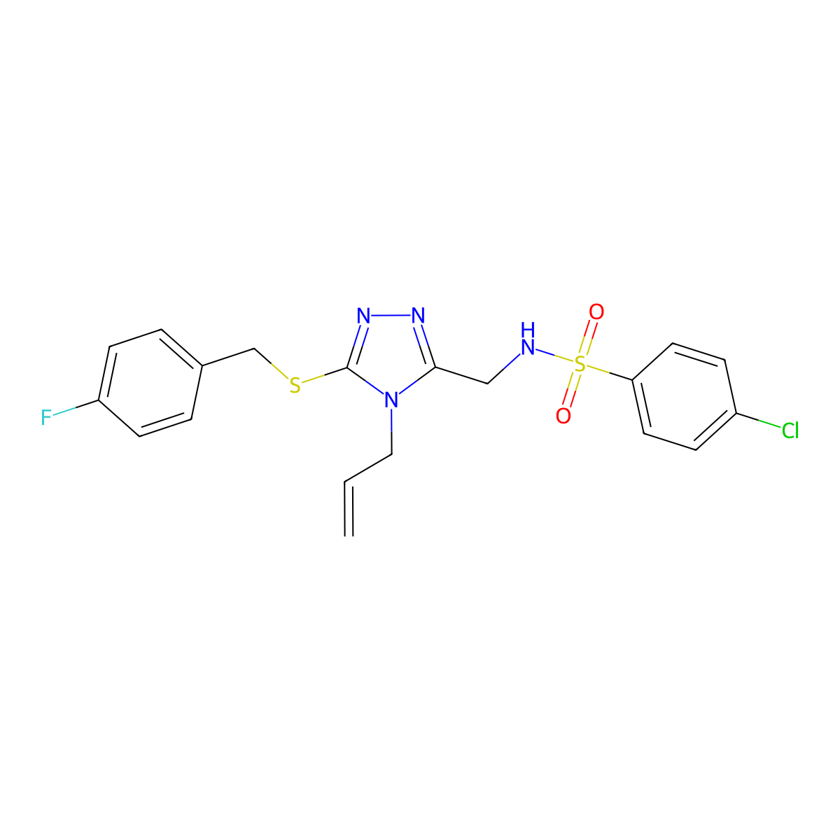 N-({4-allyl-5-[(4-fluorobenzyl)sulfanyl]-4H-1,2,4-triazol-3-yl}methyl)-4-chlorobenzenesulfonamide molecular structure, CAS 338422-28-9