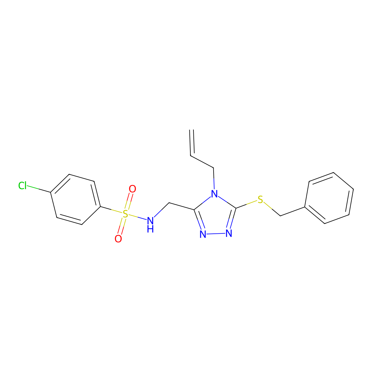 N-{[4-allyl-5-(benzylsulfanyl)-4H-1,2,4-triazol-3-yl]methyl}-4-chlorobenzenesulfonamide molecular structure, CAS 338422-29-0
