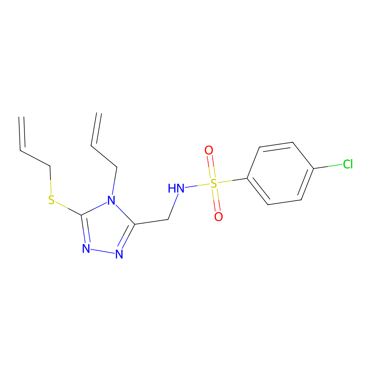 N-{[4-allyl-5-(allylsulfanyl)-4H-1,2,4-triazol-3-yl]methyl}-4-chlorobenzenesulfonamide molecular structure, CAS 338422-31-4