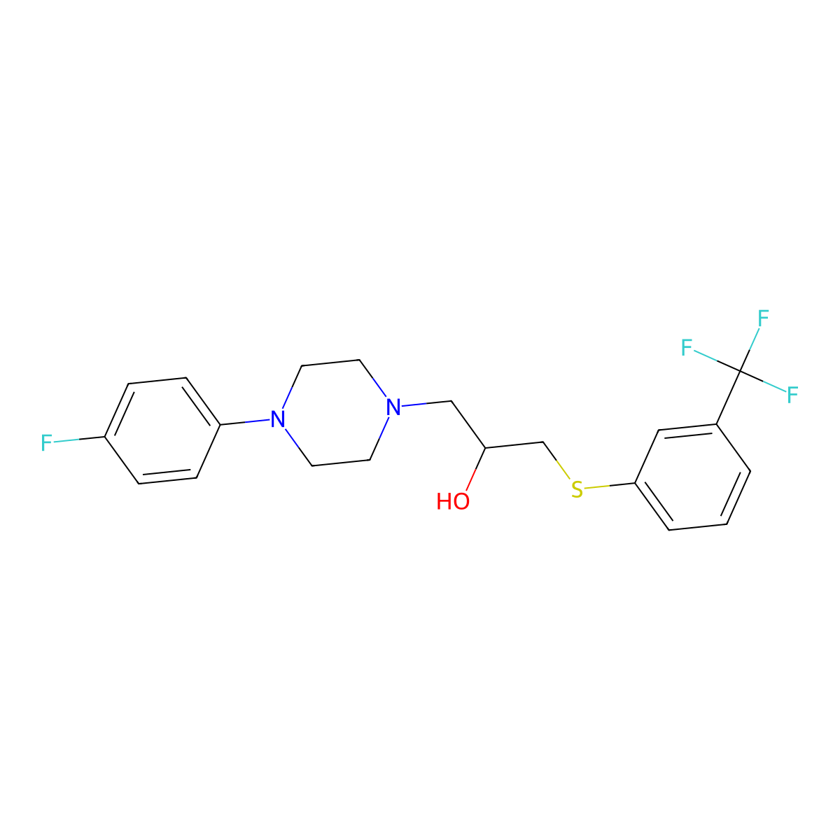 1-[4-(4-Fluorophenyl)piperazino]-3-{[3-(trifluoromethyl)phenyl]sulfanyl}-2-propanol molecular structure, CAS 338422-33-6