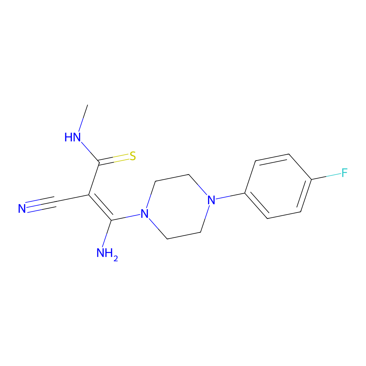 3-amino-2-cyano-3-[4-(4-fluorophenyl)piperazino]-N-methyl-2-propenethioamide molecular structure, CAS 338422-39-2