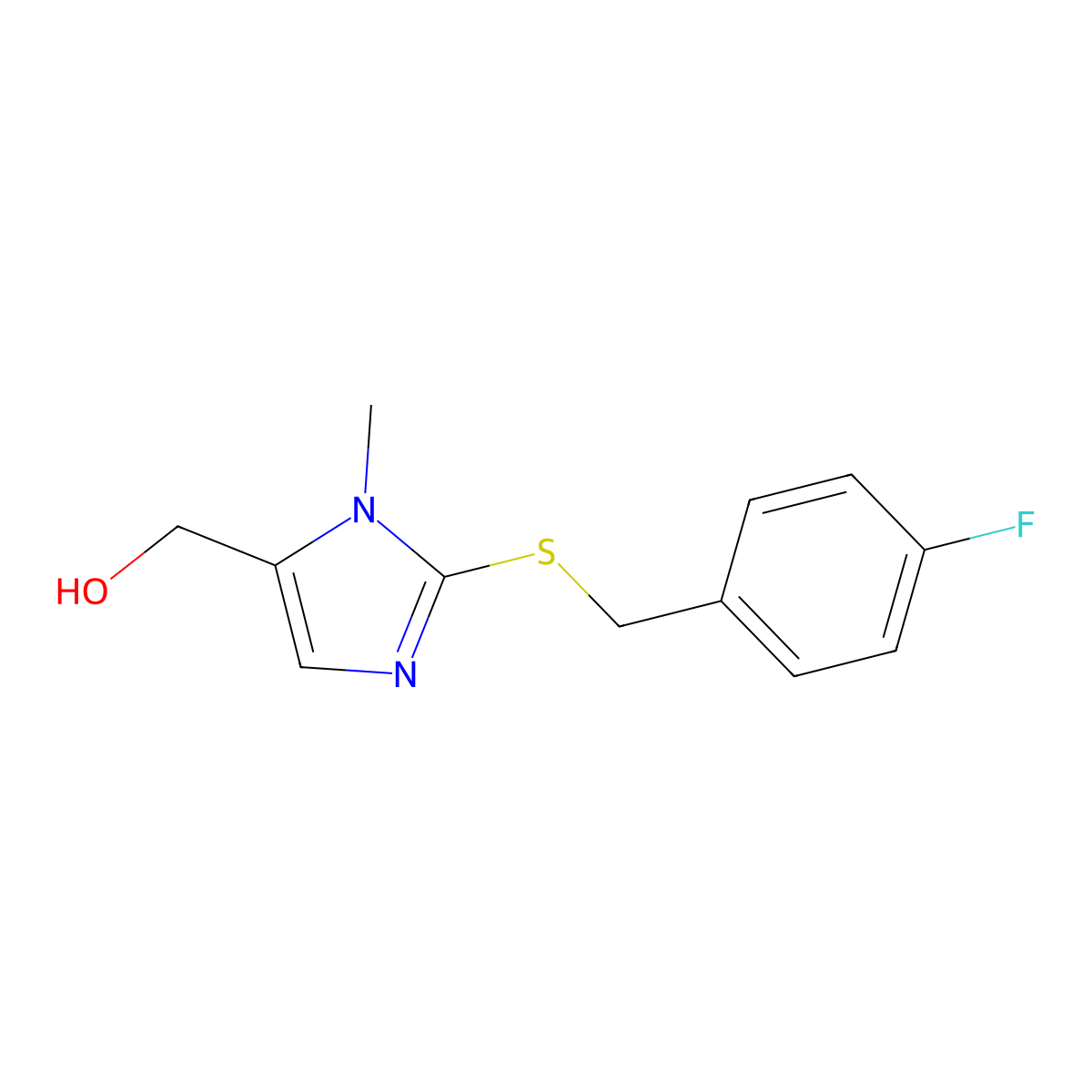{2-[(4-fluorobenzyl)sulfanyl]-1-methyl-1H-imidazol-5-yl}methanol molecular structure, CAS 338422-40-5