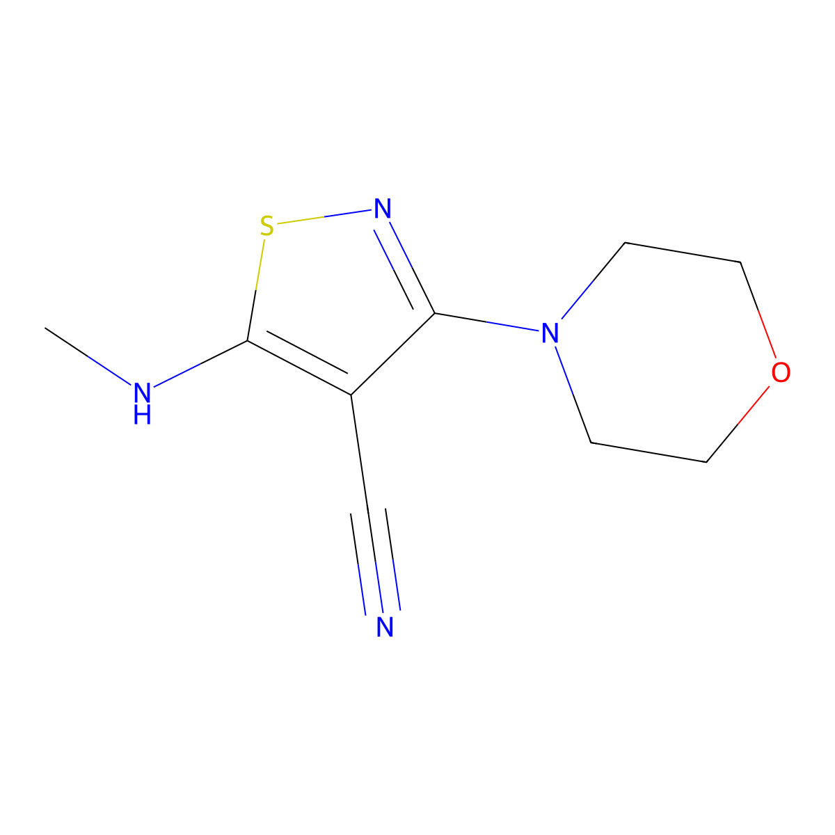 5-(Methylamino)-3-morpholino-4-isothiazolecarbonitrile molecular structure, CAS 338422-41-6