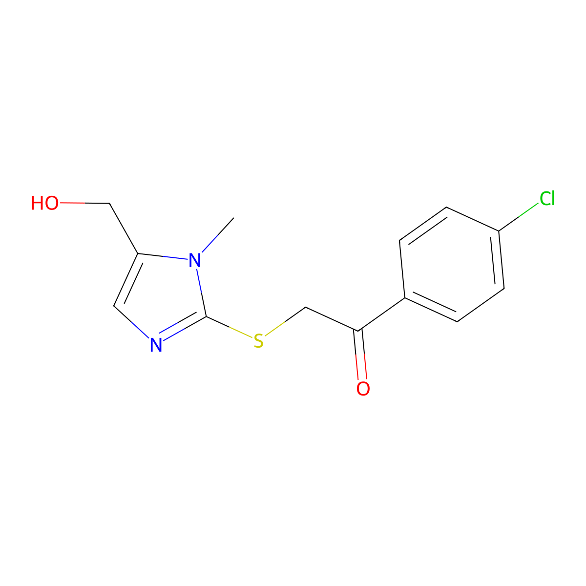 1-(4-Chlorophenyl)-2-{[5-(hydroxymethyl)-1-methyl-1H-imidazol-2-yl]sulfanyl}-1-ethanone molecular structure, CAS 338422-49-4