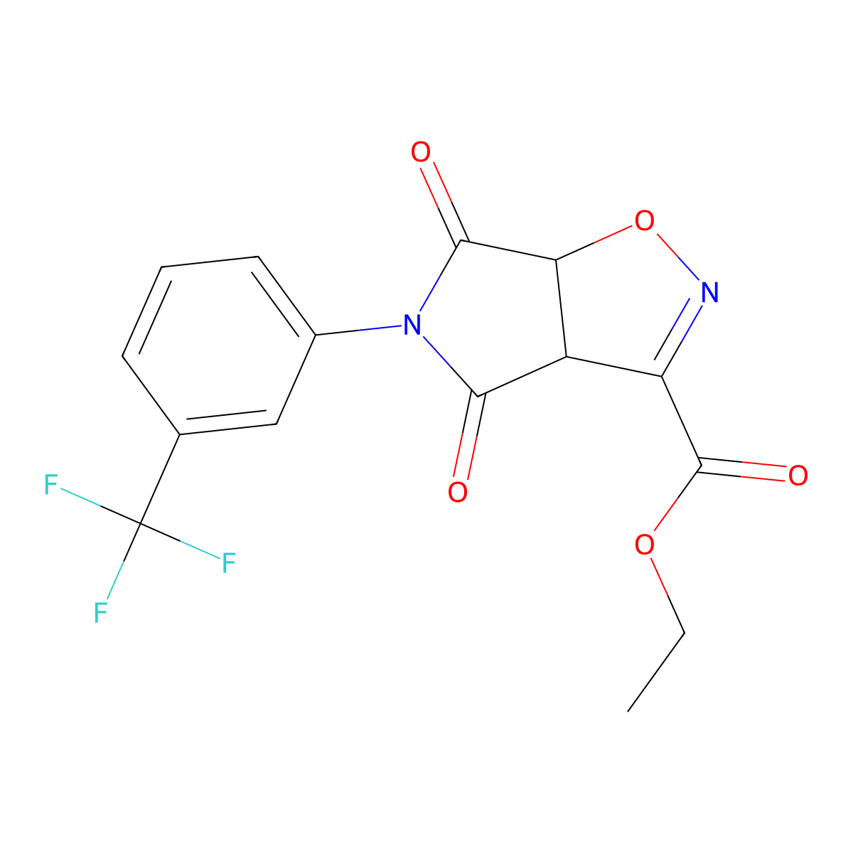 ethyl 4,6-dioxo-5-[3-(trifluoromethyl)phenyl]-4,5,6,6a-tetrahydro-3aH-pyrrolo[3,4-d]isoxazole-3-carboxylate molecular structure, CAS 338422-50-7