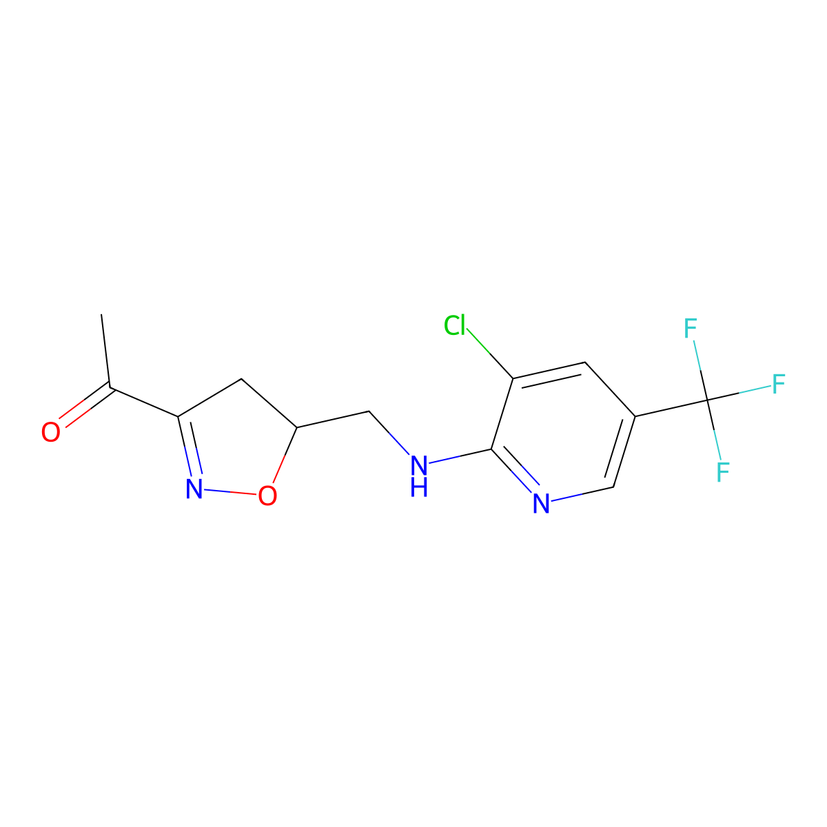 1-[5-({[3-Chloro-5-(trifluoromethyl)-2-pyridinyl]amino}methyl)-4,5-dihydro-3-isoxazolyl]-1-ethanone molecular structure, CAS 338422-57-4