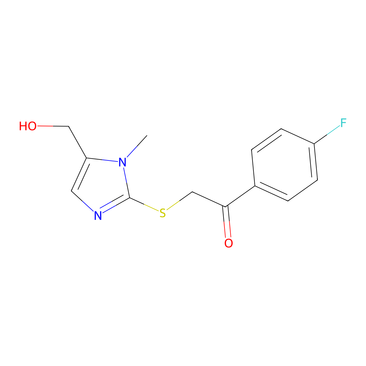 1-(4-Fluorophenyl)-2-((5-(hydroxymethyl)-1-methyl-1H-imidazol-2-yl)sulfanyl)-1-ethanone molecular structure, CAS 338422-62-1