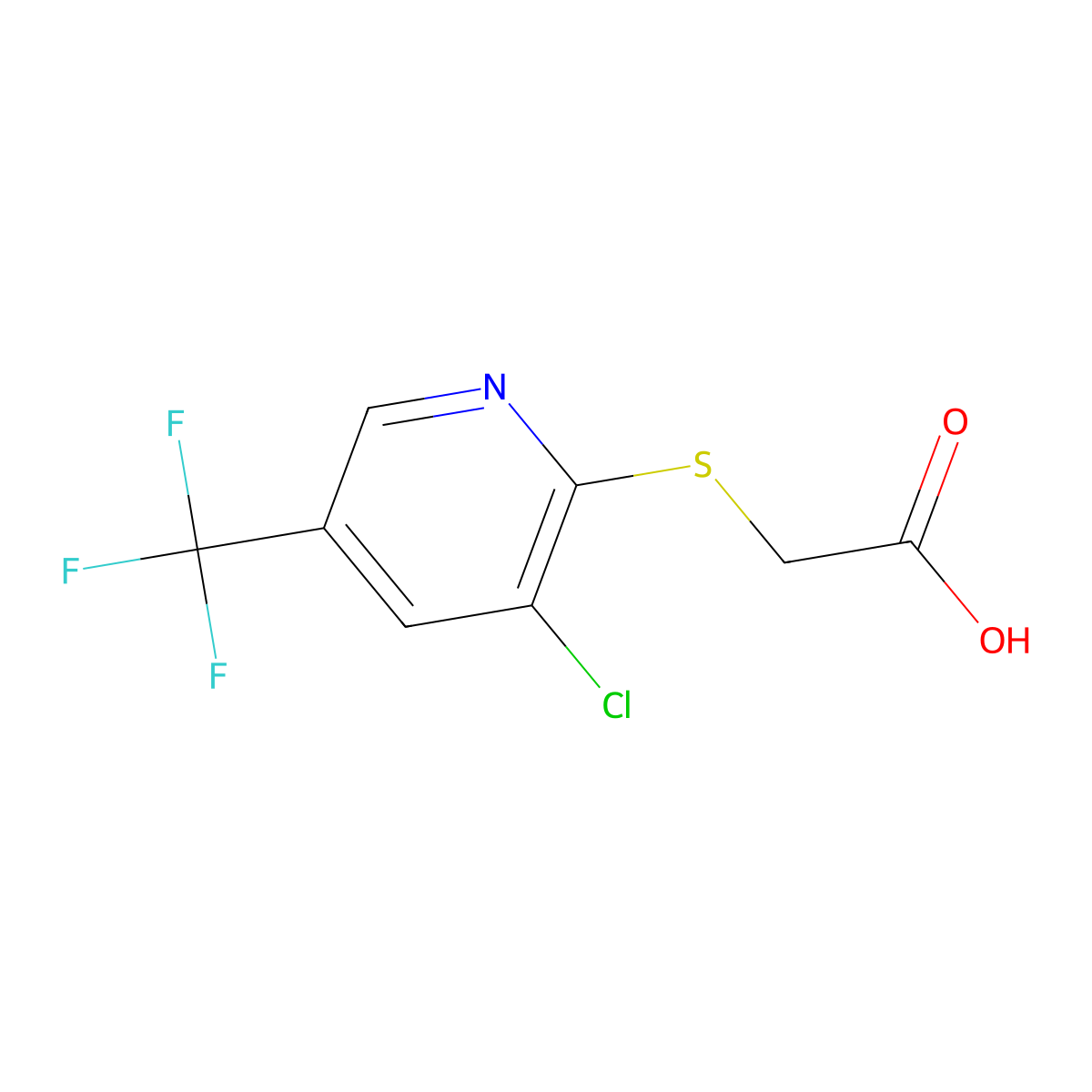 2-{[3-Chloro-5-(trifluoromethyl)-2-pyridinyl]-sulfanyl}acetic acid molecular structure, CAS 338422-73-4