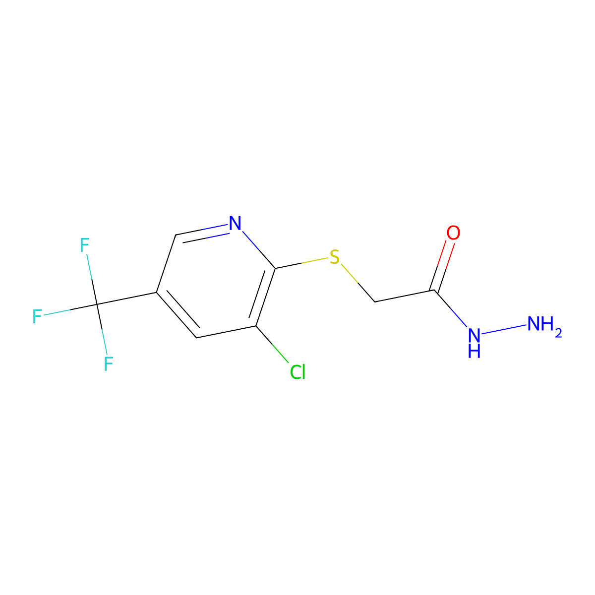 2-((3-Chloro-5-(trifluoromethyl)pyridin-2-yl)thio)acetohydrazide molecular structure, CAS 338422-76-7