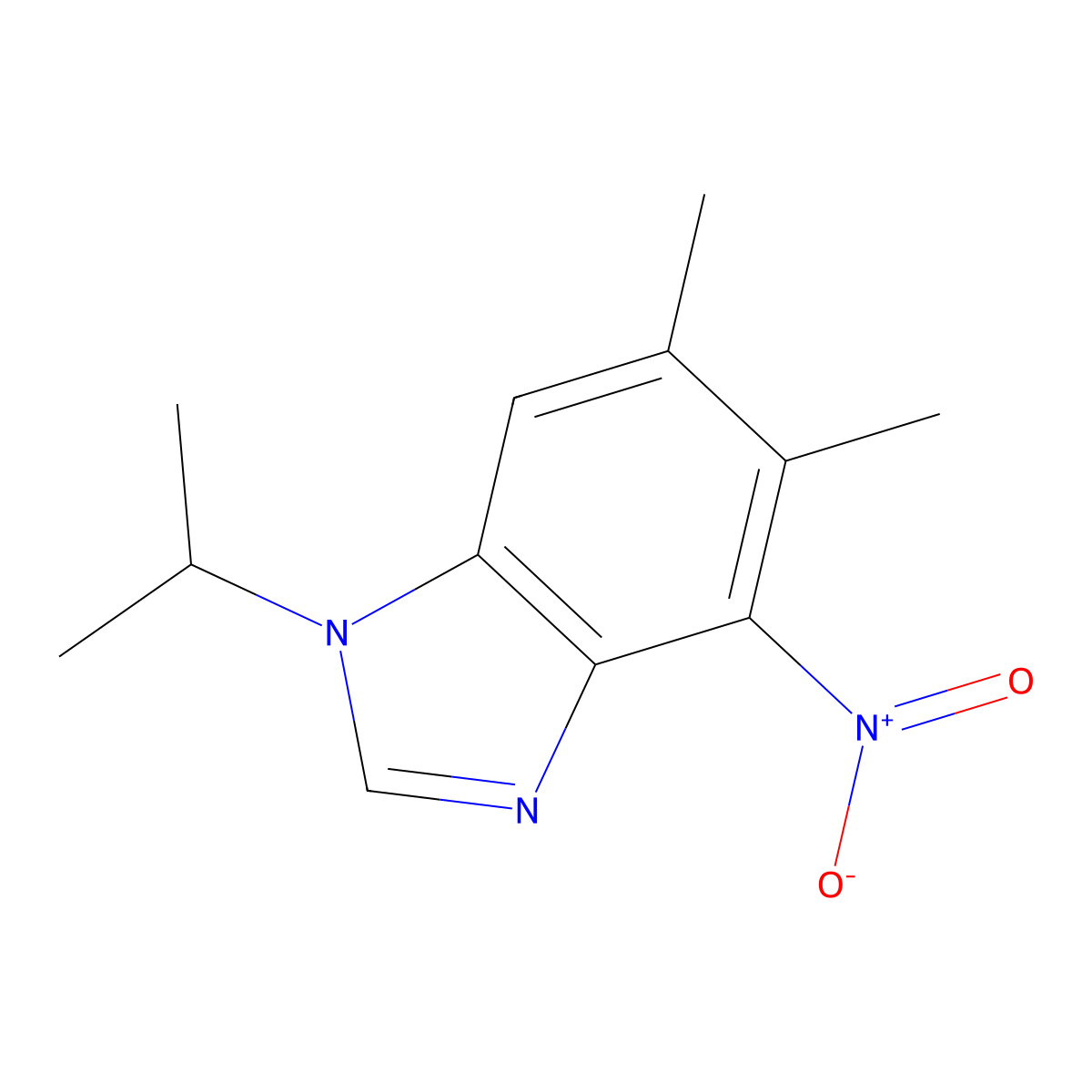 1-isopropyl-5,6-dimethyl-4-nitro-1H-1,3-benzimidazole molecular structure, CAS 338423-01-1