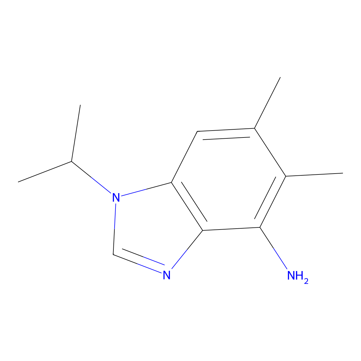 1-isopropyl-5,6-dimethyl-1H-1,3-benzimidazol-4-amine molecular structure, CAS 338423-02-2