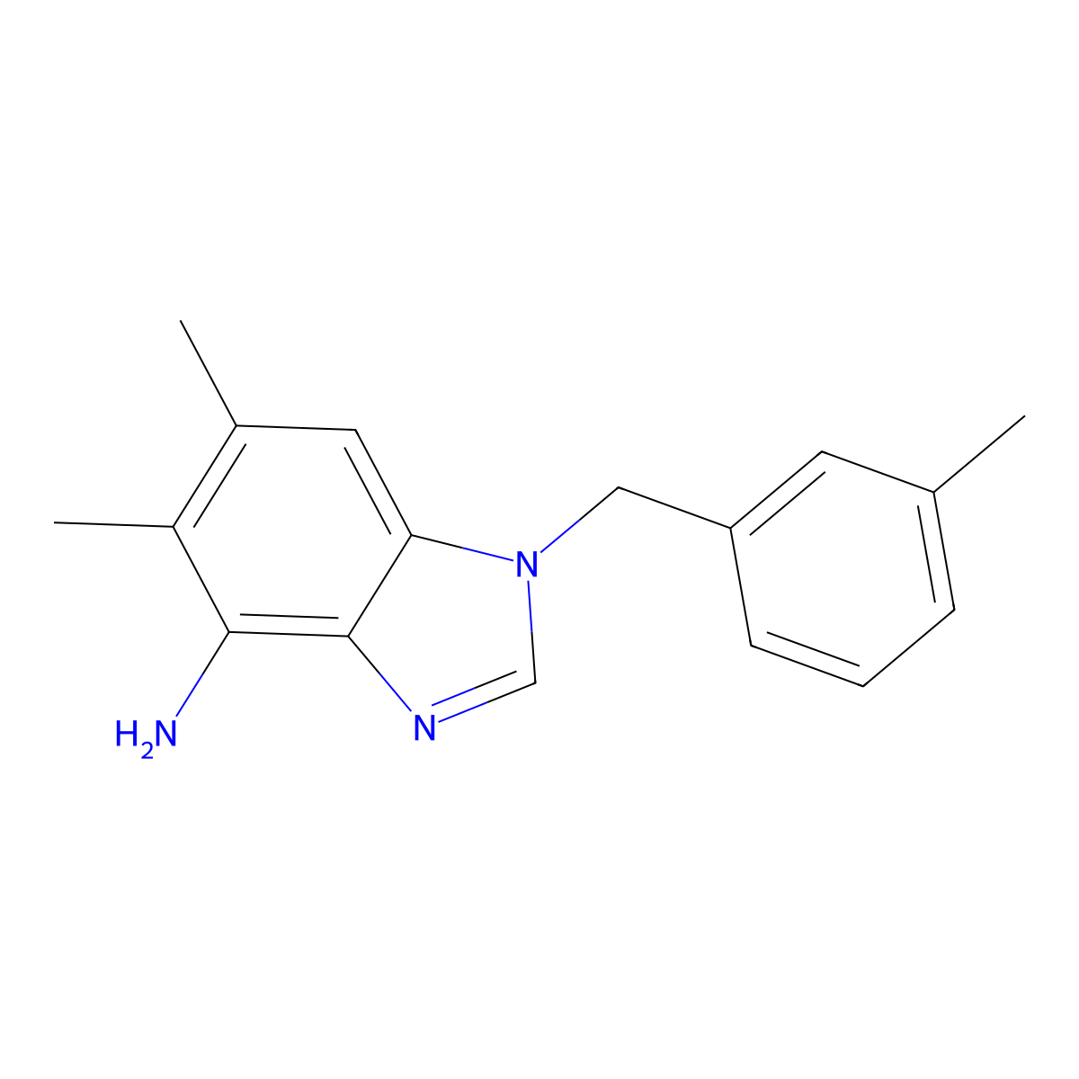 5,6-dimethyl-1-(3-methylbenzyl)-1H-1,3-benzimidazol-4-amine molecular structure, CAS 338423-04-4