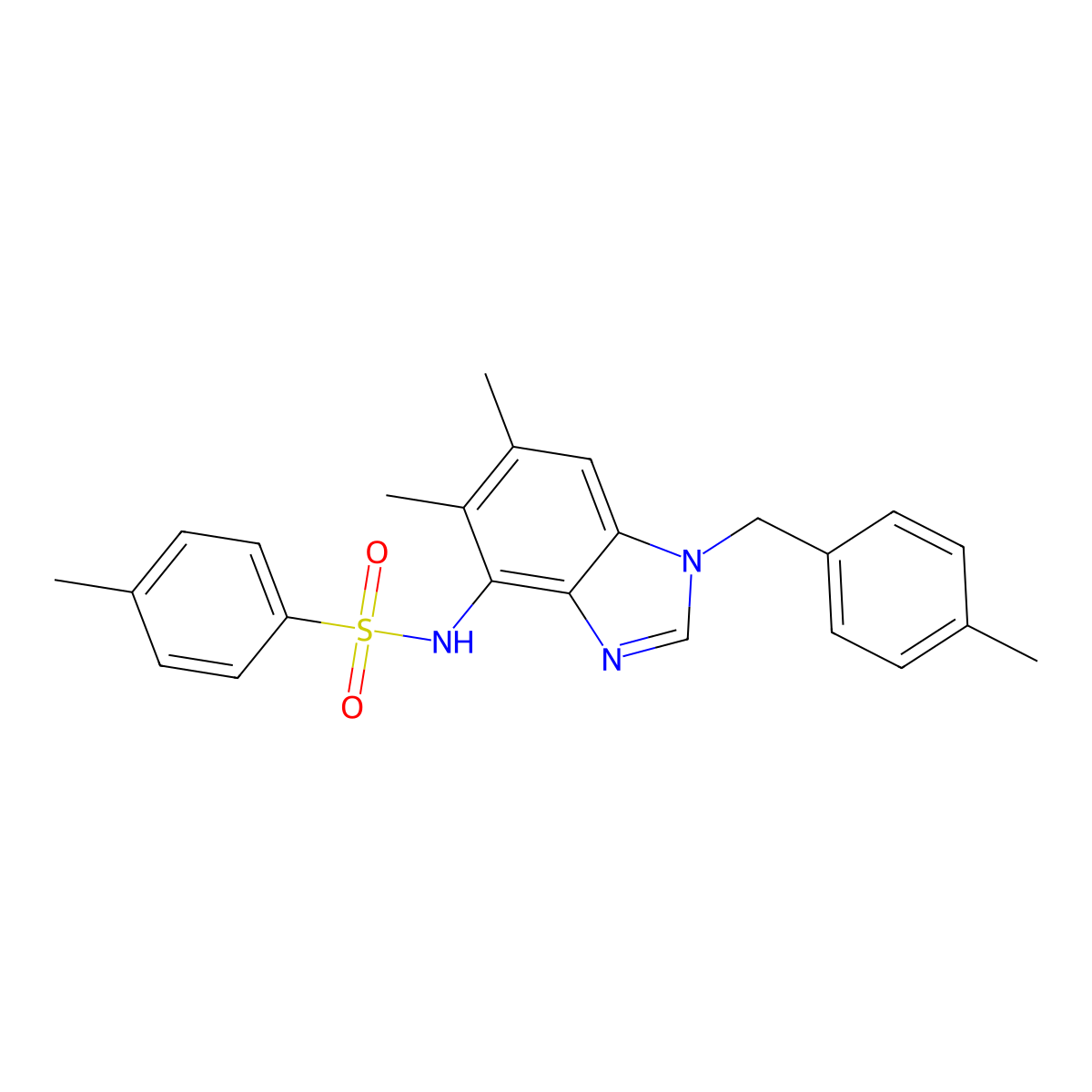 N-[5,6-dimethyl-1-(4-methylbenzyl)-1H-1,3-benzimidazol-4-yl]-4-methylbenzenesulfonamide molecular structure, CAS 338423-17-9