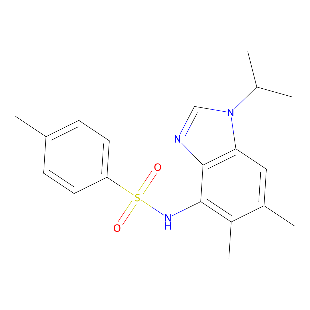 N-(1-isopropyl-5,6-dimethyl-1H-1,3-benzimidazol-4-yl)-4-methylbenzenesulfonamide molecular structure, CAS 338423-18-0
