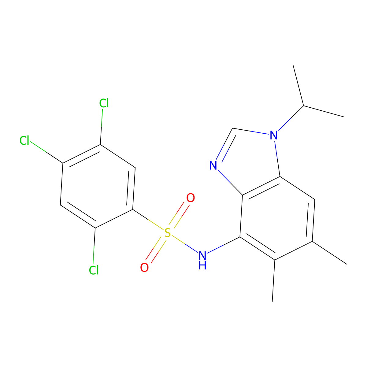 2,4,5-trichloro-N-(1-isopropyl-5,6-dimethyl-1H-1,3-benzimidazol-4-yl)benzenesulfonamide molecular structure, CAS 338423-23-7
