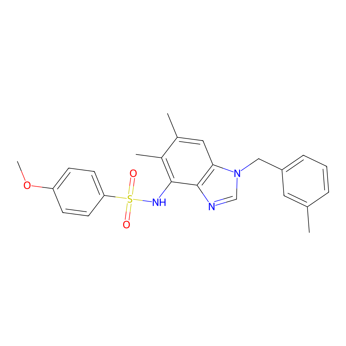 N-[5,6-dimethyl-1-(3-methylbenzyl)-1H-1,3-benzimidazol-4-yl]-4-methoxybenzenesulfonamide molecular structure, CAS 338423-34-0