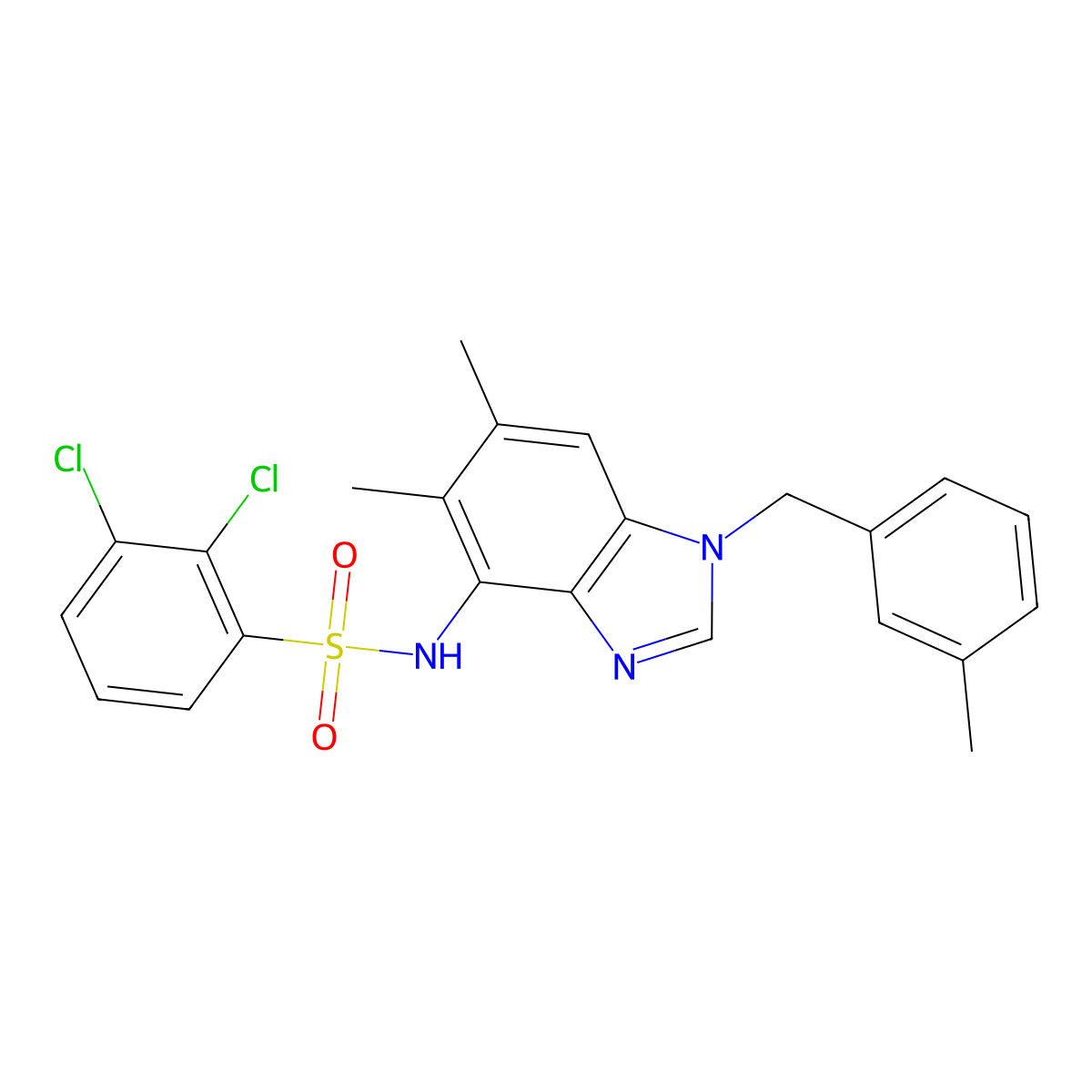 2,3-dichloro-N-[5,6-dimethyl-1-(3-methylbenzyl)-1H-1,3-benzimidazol-4-yl]benzenesulfonamide molecular structure, CAS 338423-40-8
