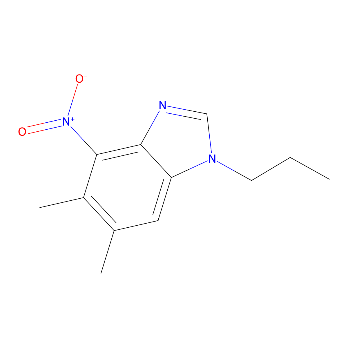 5,6-dimethyl-4-nitro-1-propyl-1H-1,3-benzimidazole molecular structure, CAS 338423-41-9
