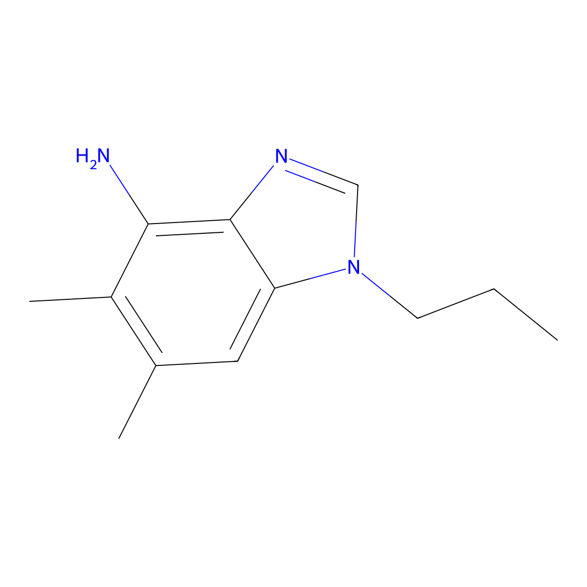 5,6-dimethyl-1-propyl-1H-1,3-benzimidazol-4-ylamine molecular structure, CAS 338423-42-0