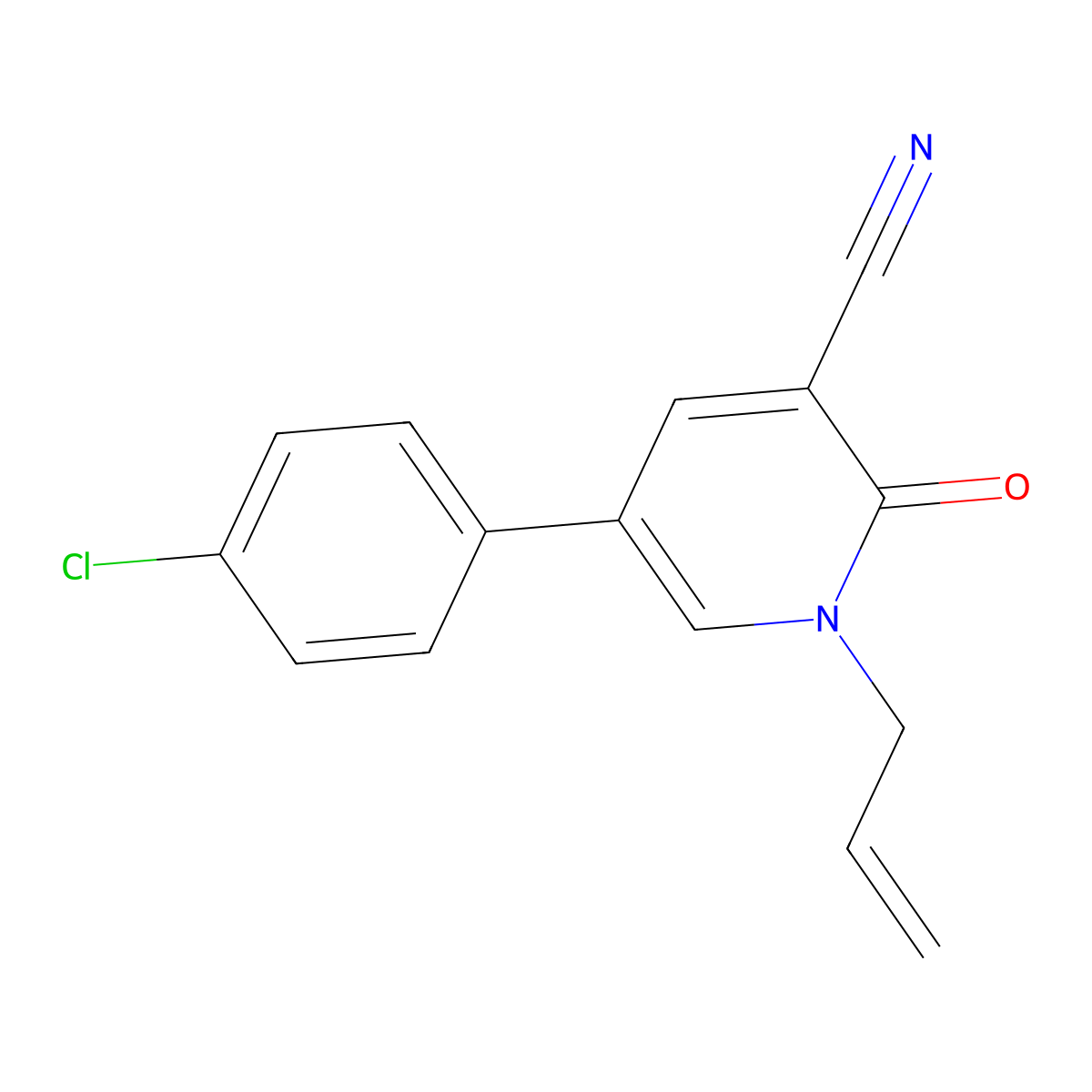 1-Allyl-5-(4-chlorophenyl)-2-oxo-1,2-dihydro-3-pyridinecarbonitrile molecular structure, CAS 338423-51-1