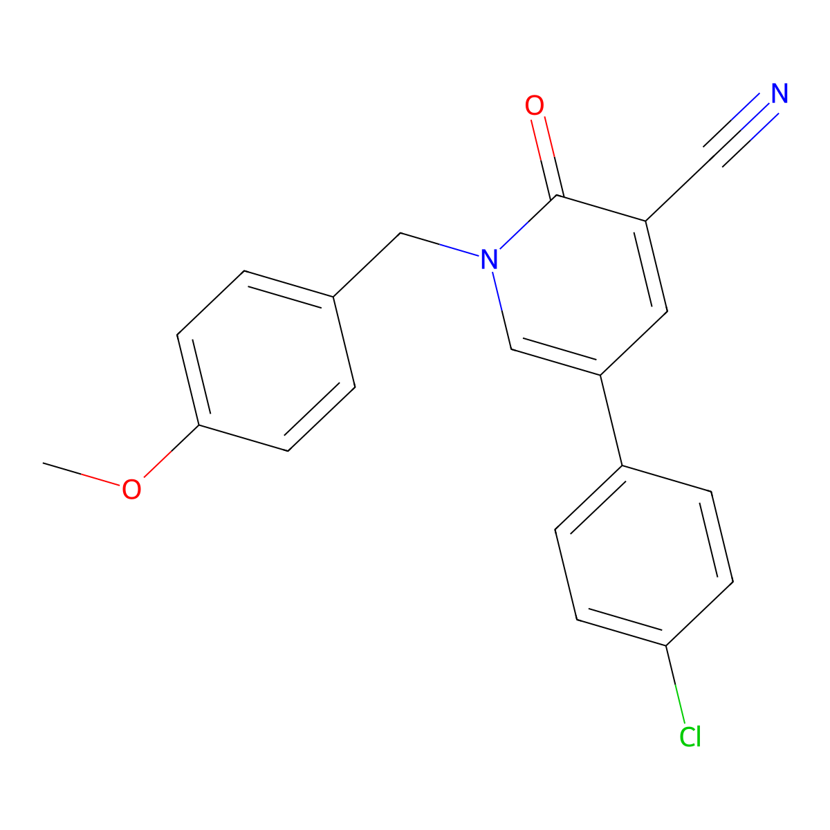 5-(4-Chlorophenyl)-1-[(4-methoxyphenyl)methyl]-2-oxopyridine-3-carbonitrile molecular structure, CAS 338423-52-2