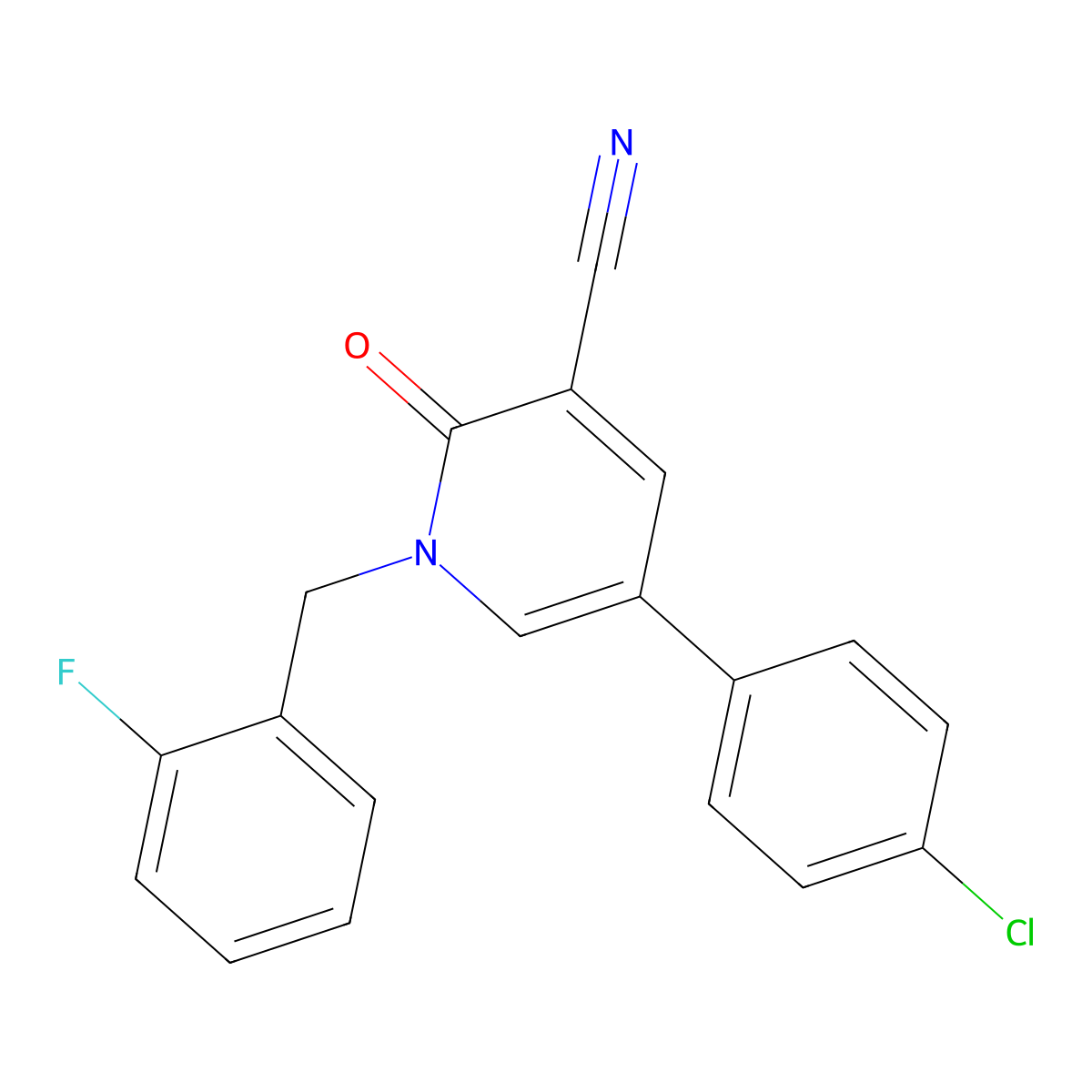 5-(4-Chlorophenyl)-1-(2-fluorobenzyl)-2-oxo-1,2-dihydro-3-pyridinecarbonitrile molecular structure, CAS 338423-53-3