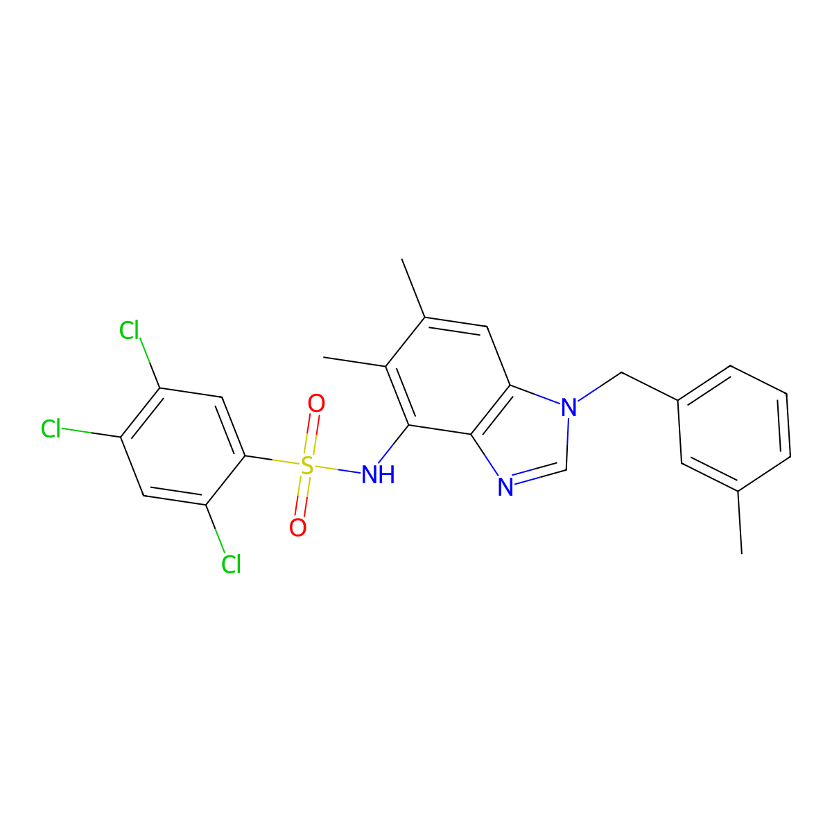 2,4,5-trichloro-N-[5,6-dimethyl-1-(3-methylbenzyl)-1H-1,3-benzimidazol-4-yl]benzenesulfonamide molecular structure, CAS 338423-55-5