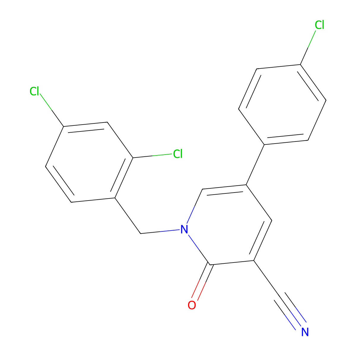 5-(4-Chlorophenyl)-1-(2,4-dichlorobenzyl)-2-oxo-1,2-dihydro-3-pyridinecarbonitrile molecular structure, CAS 338423-56-6