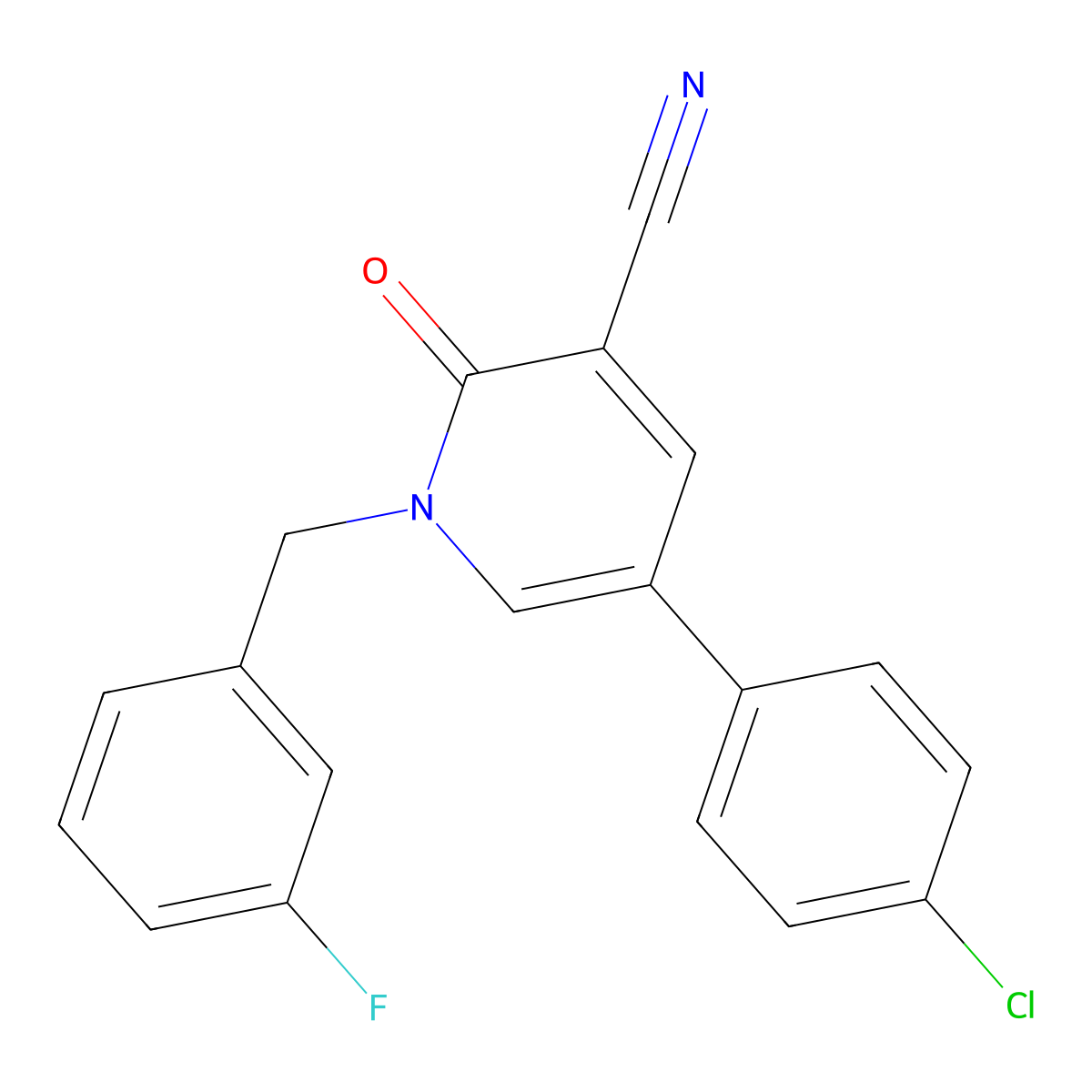 5-(4-Chlorophenyl)-1-(3-fluorobenzyl)-2-oxo-1,2-dihydro-3-pyridinecarbonitrile molecular structure, CAS 338423-58-8