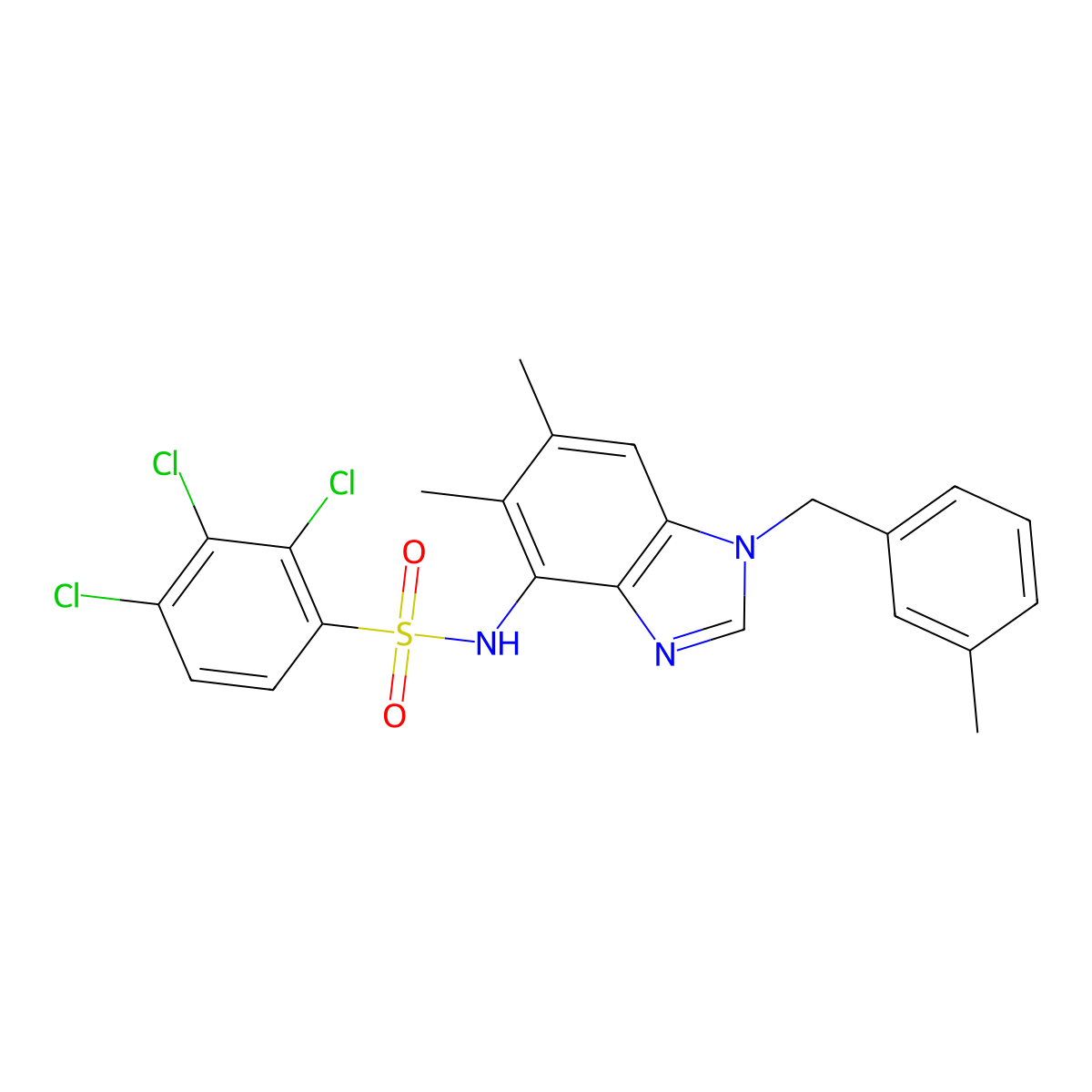 2,3,4-trichloro-N-[5,6-dimethyl-1-(3-methylbenzyl)-1H-1,3-benzimidazol-4-yl]benzenesulfonamide molecular structure, CAS 338423-59-9